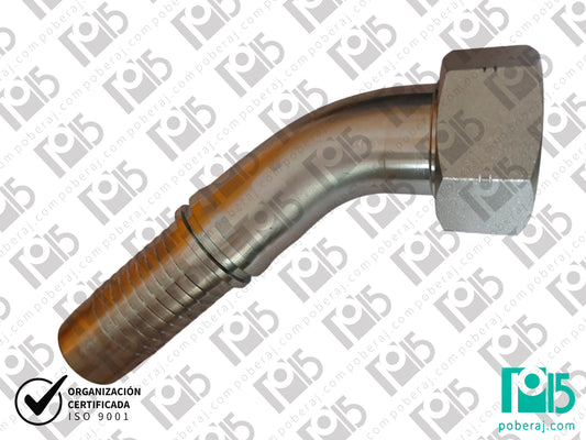 Conexion hidraulica Terminal pre-prensado Racord para prensar C45° HG unf Asiento plano Acero al carbono  CODIGO 2OR4