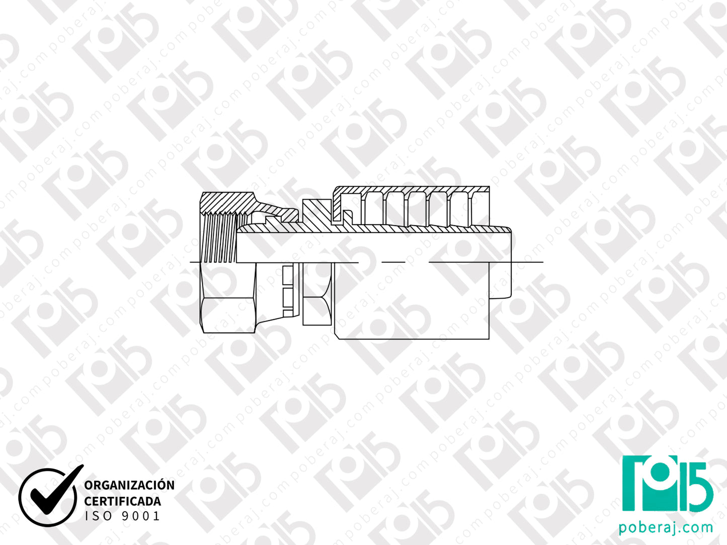 C2220 Conexión Prensada para Manguera SAE 100 R1/R2 Hembra Giratoria Rosca Métrica para Virola DIN