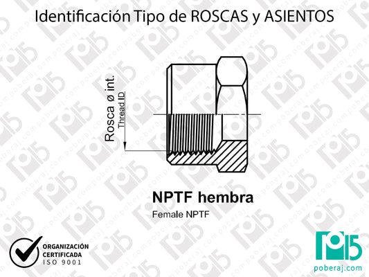 W- Identificación Tipo de ROSCAS y ASIENTOS: NPTF hembra