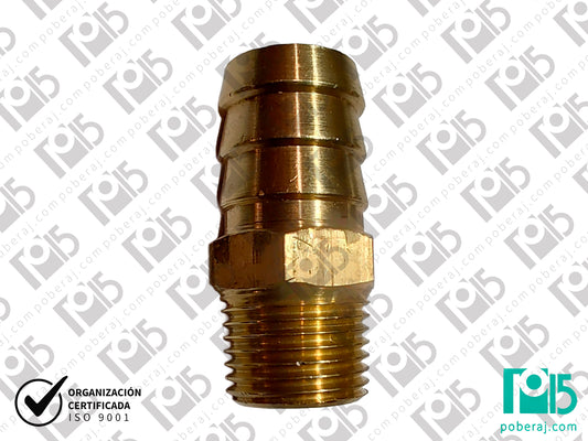 C0720 Conexion Racord Hidraulica Industrial para Manguera baja presión rosca macho fijo BSPT (Bronce)