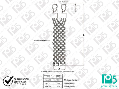 Sistema de seguridad y protección de mangueras Malla WHIPSTOP (Cable y malla en acero) CODIGO S0831