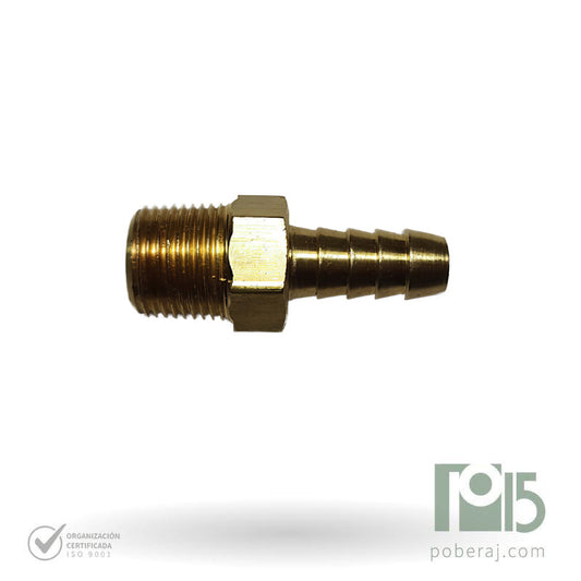 C0720 Conexion Racord Hidraulica Industrial para Manguera baja presión rosca macho fijo BSPT (Bronce)