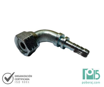 C1627 Racord para Prensar R1/R2 Hembra Giratoria Codo 90º Rosca UNF Asiento Plano