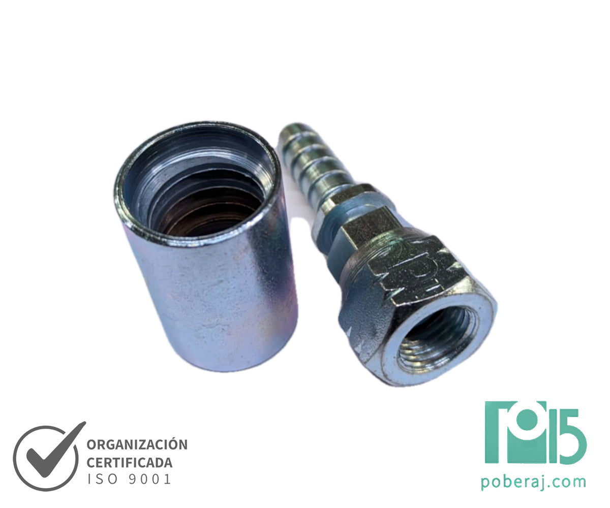 C2205 Conexión Prensada para Manguera SAE 100 R1/R2 Hembra Giratoria Rosca UNF Asiento Hembra JIC 37