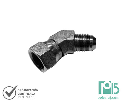 D0532  Codo 45 Macho UNF AS JIC 37 A Rosca Hembra Giratoria UNF AS.Hembra
