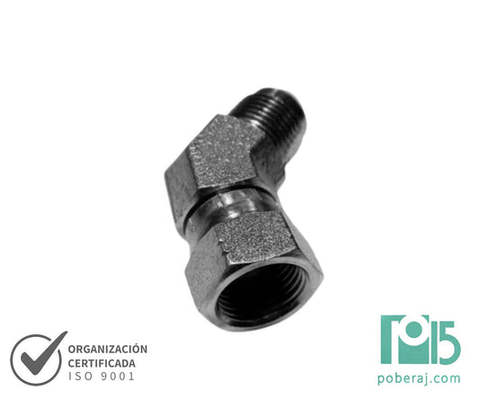 D0532  Codo 45 Macho UNF AS JIC 37 A Rosca Hembra Giratoria UNF AS.Hembra