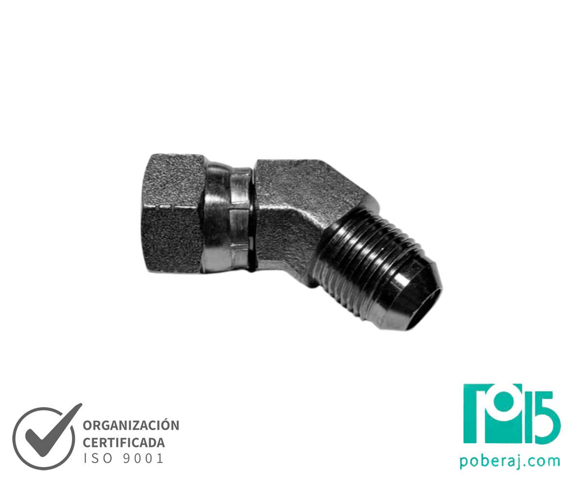 D0532  Codo 45 Macho UNF AS JIC 37 A Rosca Hembra Giratoria UNF AS.Hembra