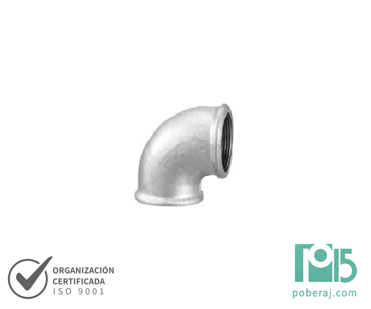 D0908  CODO 90 HH ROSCA BSP SERIE 150 GALVANIZADO