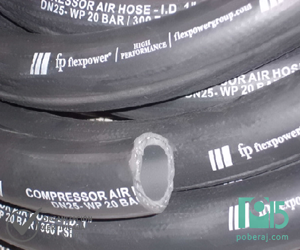 Manguera Industrial FLEXPOWER Agua-Aire PT:20 BAR Negra Codigo M101F