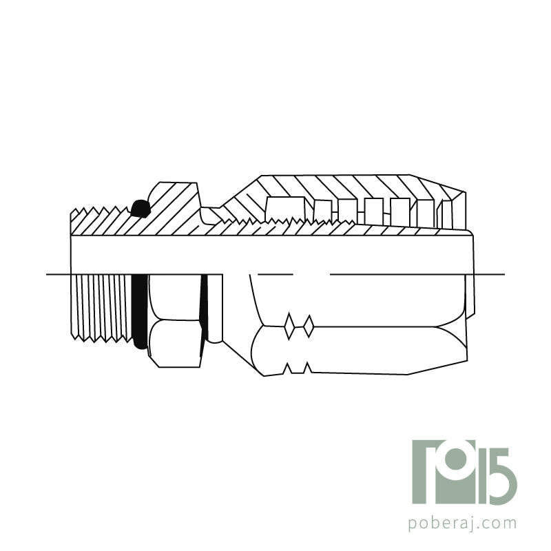 C1104 Conexion Reutilizable Hidraulica Industrial para Manguera Macho fijo rosca UNF para O´Ring SAE 100 R1