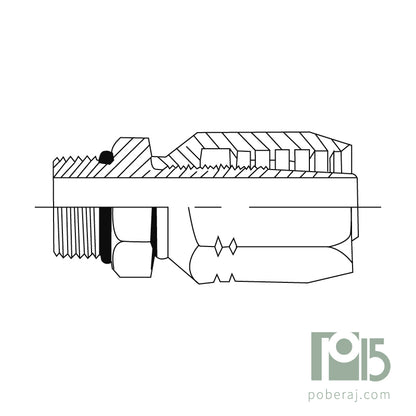 C1104 Conexion Reutilizable Hidraulica Industrial para Manguera Macho fijo rosca UNF para O´Ring SAE 100 R1