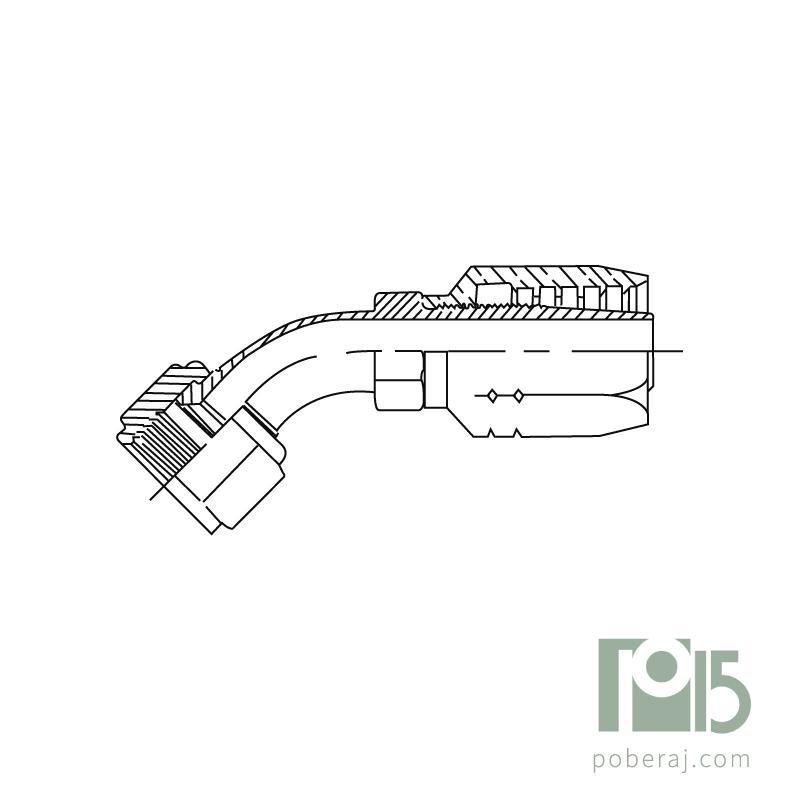 C2107 Hembra giratoria codo 45º rosca UNF asiento hembra JIC 37º SAE 100 R2