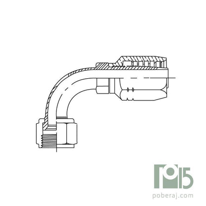 C2108 Hembra giratoria codo 90º rosca BSP asiento hembra 37º SAE 100 R2