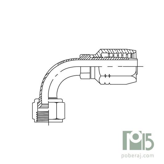 C1110 Conexion Reutilizable Hidraulica Industrial para Manguera Hembra giratoria codo 90º rosca BSP asiento hembra 37º SAE 100 R1