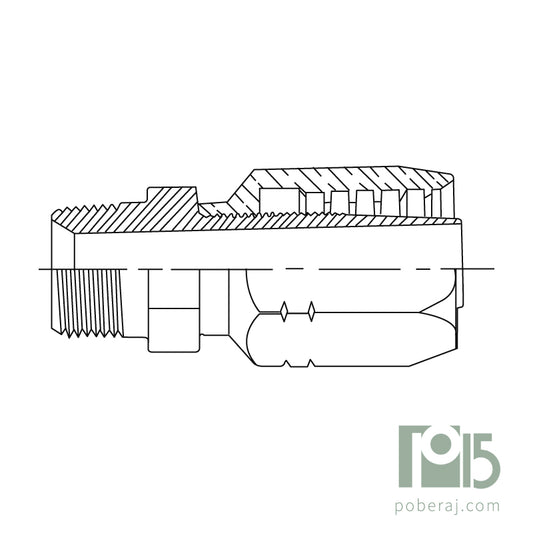 C1102 Conexion Reutilizable Hidraulica Industrial para Manguera Macho fijo rosca BSPT SAE 100 R1