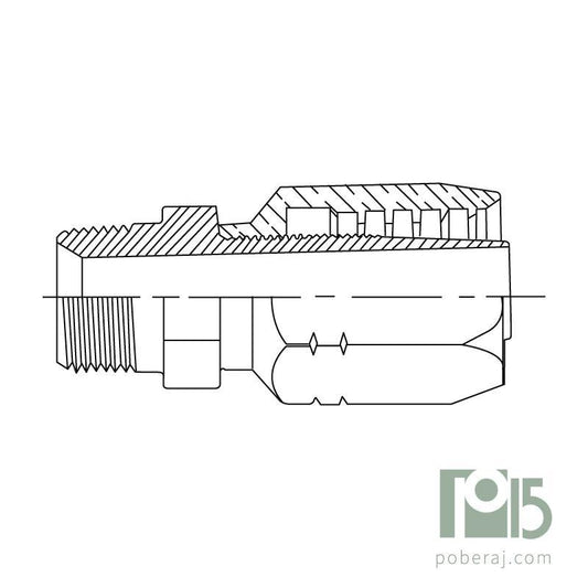 C1103 Conexion Reutilizable Hidraulica Industrial para Manguera Macho fijo rosca UNF asiento macho JIC 37º SAE 100 R1