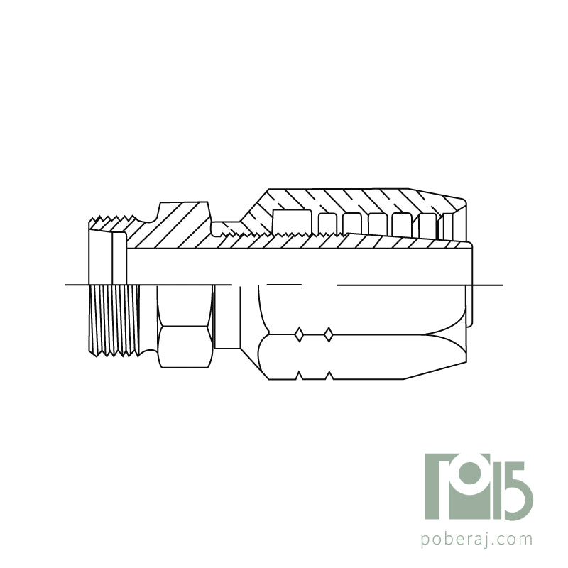C1119 Conexion Reutilizable Hidraulica Industrial para Manguera Macho fijo para virola DIN rosca métrica SAE 100 R1