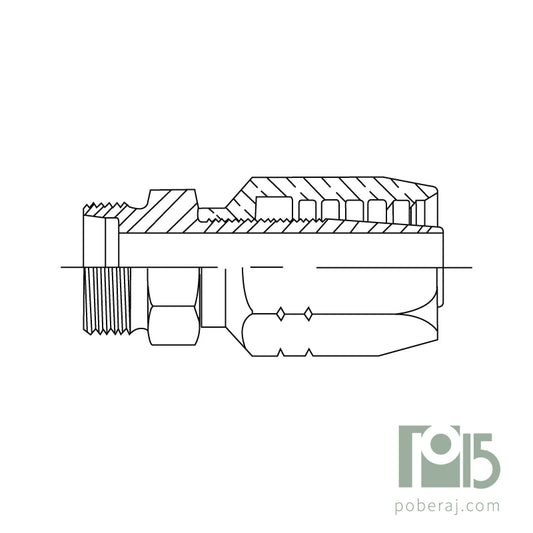 C1119 Conexion Reutilizable Hidraulica Industrial para Manguera Macho fijo para virola DIN rosca métrica SAE 100 R1