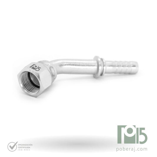C1607 Racord para prensar R1/R2 HG Codo 45º Rosca UNF Asiento Hembra JIC 37º