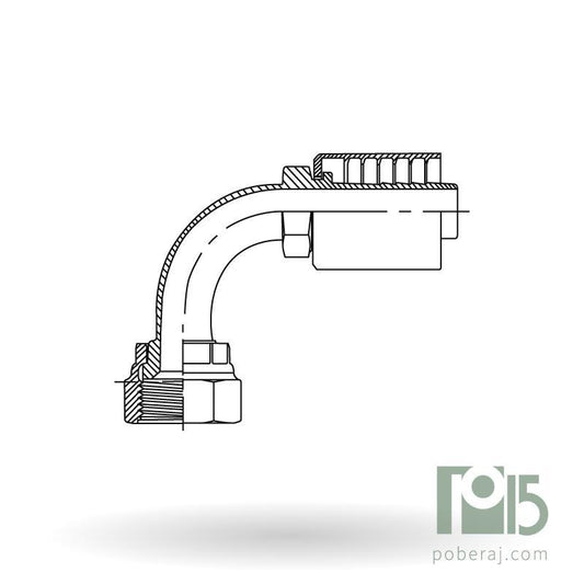 C9210 Hembra giratoria codo 90º rosca BSP asiento hembra 37º