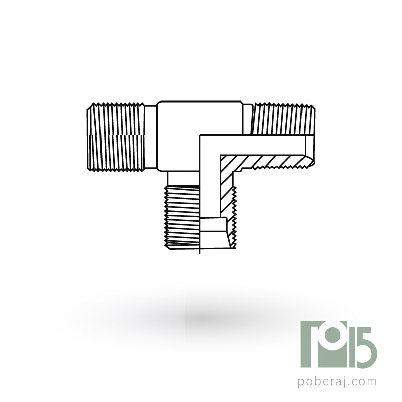 D0627 Tee rosca macho UNF tubo a rosca macho BSPT a rosca macho UNF tubo
