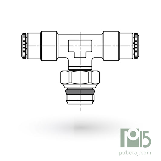 D0731 Conexion Racord Hidraulica Industrial para Manguera Rápidas p/tubo métrico "tee" T x Rosca Giratoria BSPT x T